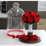 45 cm Búrába zárt 16 szálas Örök Rózsa Csokor / Forever Rose - Piros