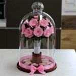 45 cm Búrába zárt 16 szálas Örök Rózsa Csokor / Forever Rose - Rózsaszín