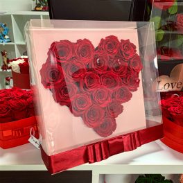   Plastic dobozos SZÍV formájú Örök Rózsa box / Forever rose box - VÖRÖS