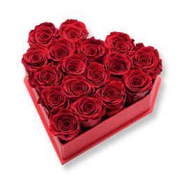   Akryl SZÍV dobozos 17 szálas Örök Rózsa box / Forever rose box - VÖRÖS
