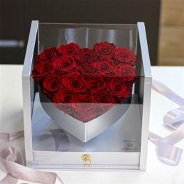   Akryl dobozos 17 szálas Örök Rózsa box / Forever rose box - VÖRÖS