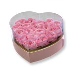 Akryl SZÍV dobozos 18-20 szálas Örök Rózsa box / Forever rose box - RÓZSASZÍN