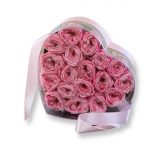 Akryl SZÍV dobozos 18-20 szálas Örök Rózsa box / Forever rose box - RÓZSASZÍN