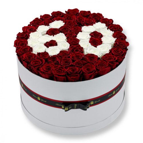 Örök rózsa / Forever Rose 60 szálas henger box díszdobozban - Választható szám kombinációval