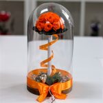 Nagy méretű búrába zárt Örök Rózsa kompozíció / Forever Rose - Narancssárga