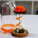 Nagy méretű búrába zárt Örök Rózsa kompozíció / Forever Rose - Narancssárga
