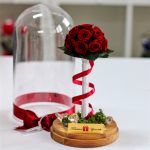 Nagy méretű búrába zárt Örök Rózsa kompozíció / Forever Rose - Vörös