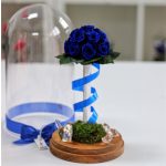 Nagy méretű búrába zárt Örök Rózsa kompozíció / Forever Rose - Sötét Kék