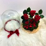 Búrába zárt Örök Rózsa kompozíció / Forever Rose - Vörös