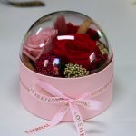 Akryl kupolába zárt Örök Rózsa / Forever Rose kompozíció  - Pink