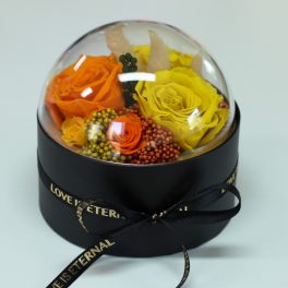   Akryl kupolába zárt Örök Rózsa / Forever Rose kompozíció  - Sárga