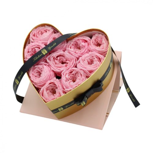 10 szálas örök rózsa meglepetés box - garden rose rózsaszín