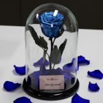 Nagy méretű búrába zárt METÁL Örök Rózsa / Forever Rose - Sötétkék