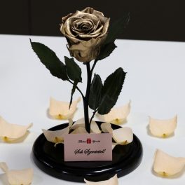  Nagy méretű búrába zárt METÁL Örök Rózsa / Forever Rose - Arany
