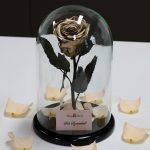 Nagy méretű búrába zárt METÁL Örök Rózsa / Forever Rose - Arany