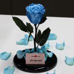 Nagy méretű búrába zárt METÁL Örök Rózsa / Forever Rose - Világoskék