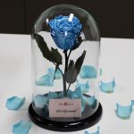 Nagy méretű búrába zárt METÁL Örök Rózsa / Forever Rose - Világoskék