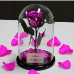 Nagy méretű búrába zárt METÁL Örök Rózsa / Forever Rose - Pink