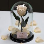 Nagy méretű búrába zárt METÁL Örök Rózsa / Forever Rose - Szatén