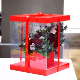   17-20 szálas XL Örök rózsa Plastic Box kompozíció / Forever Rose  - Vörös