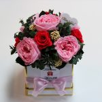 10 szálas Örök Garden rózsa növényes box / Forever Rose  - Rózsaszín