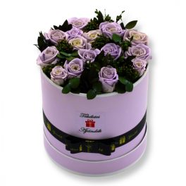   15 szálas Örök rózsa Box kompozíció / Forever Rose  - Púder lila