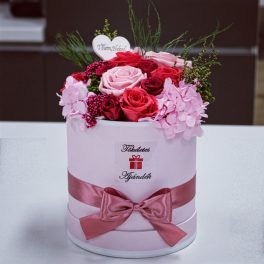  15 szálas Örök rózsa Box kompozíció / Forever Rose  - Rózsaszín