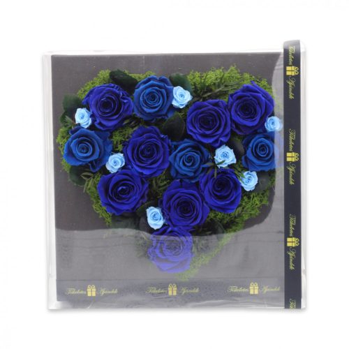 Plastic dobozos SZÍV formájú Örök Rózsa box / Forever rose box - Kék