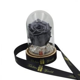   Mini méretű búrába zárt Örök rózsa / Forever Rose - Szürke